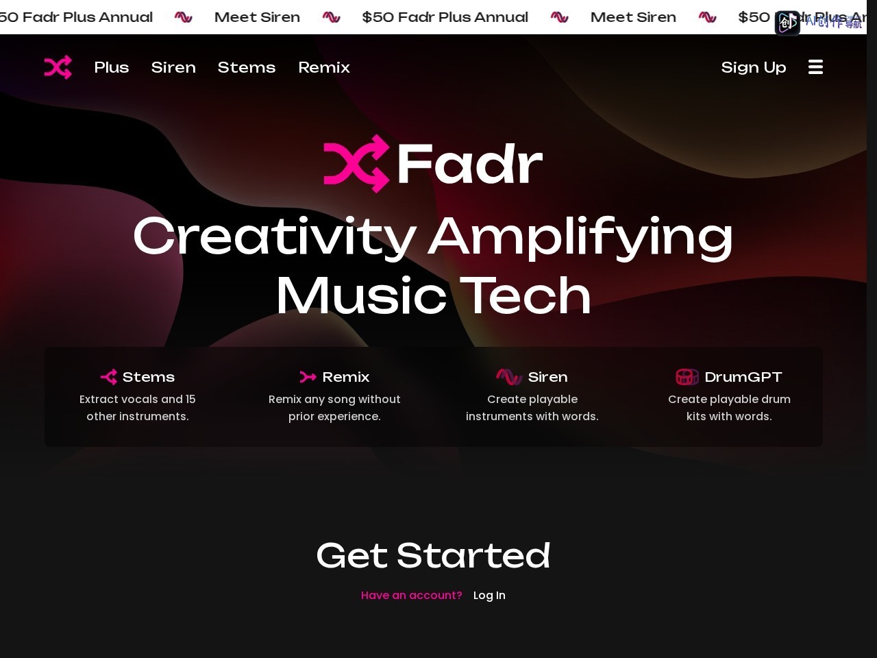 Fadr 网站截图