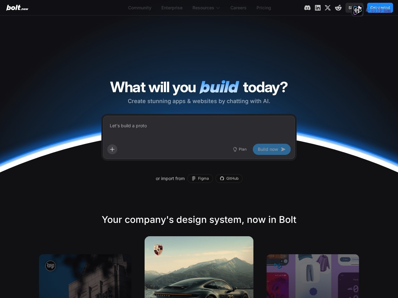 Bolt AI builder 网站截图