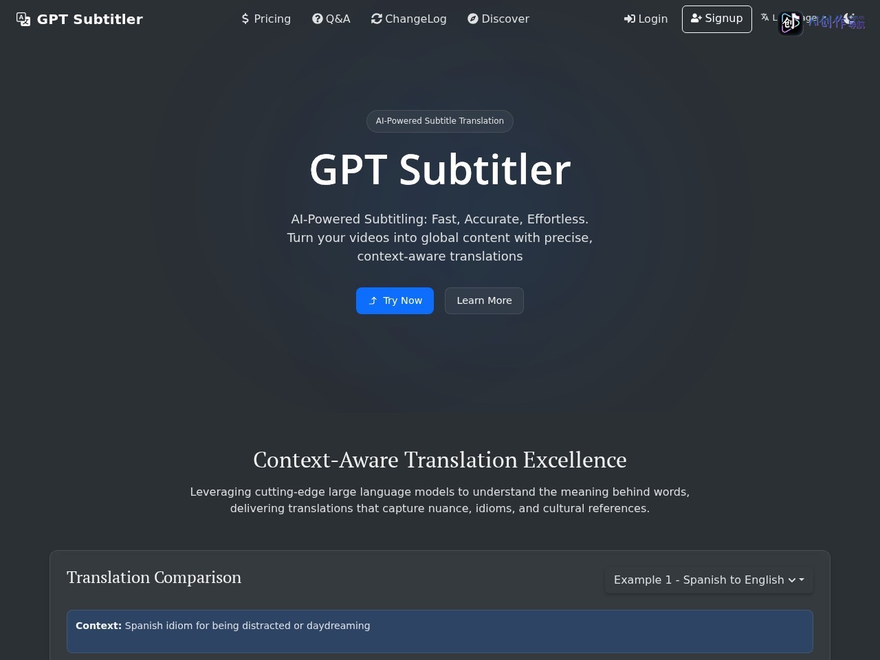 GPT Subtitler 网站截图