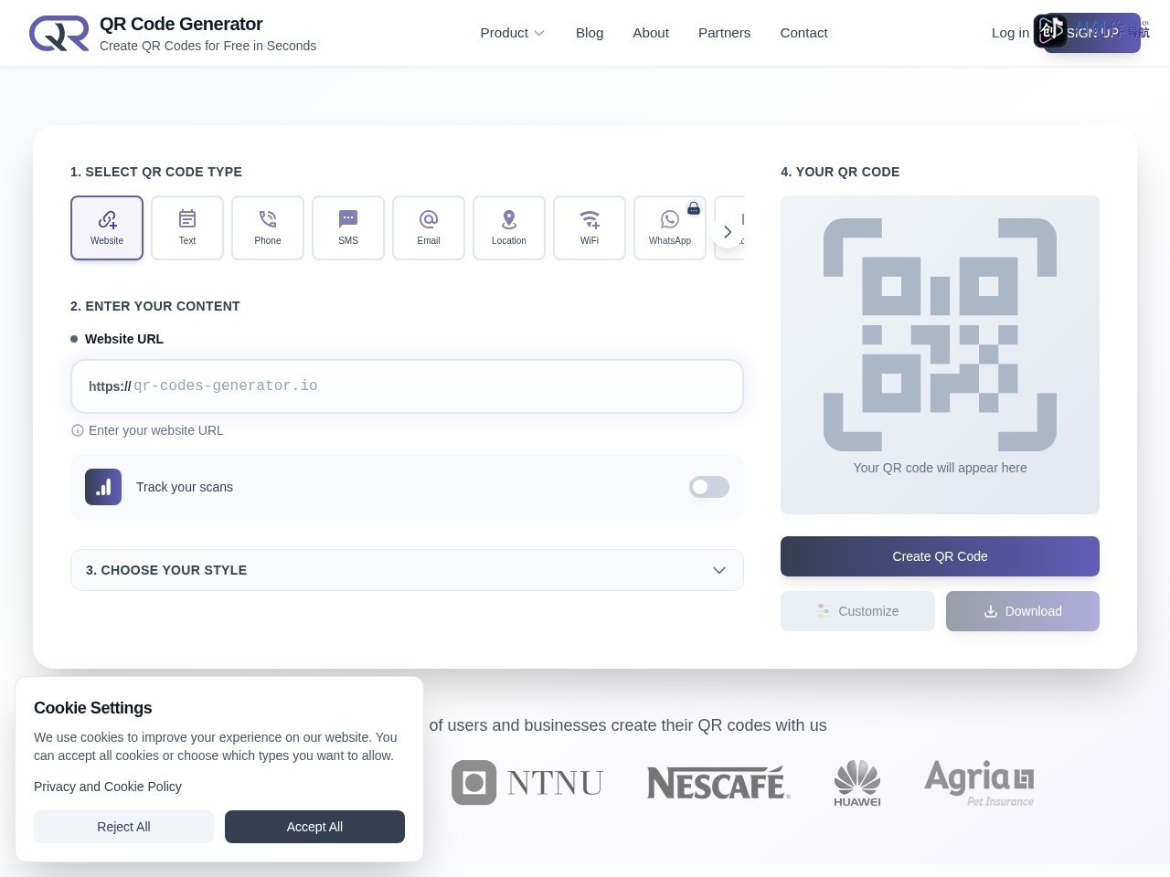 QR-Kode 网站截图