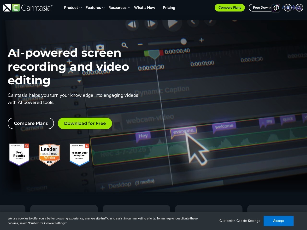 Camtasia 网站截图