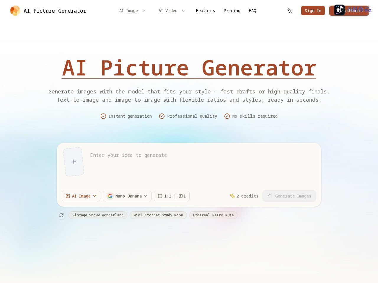 AI Picture Generator 网站截图