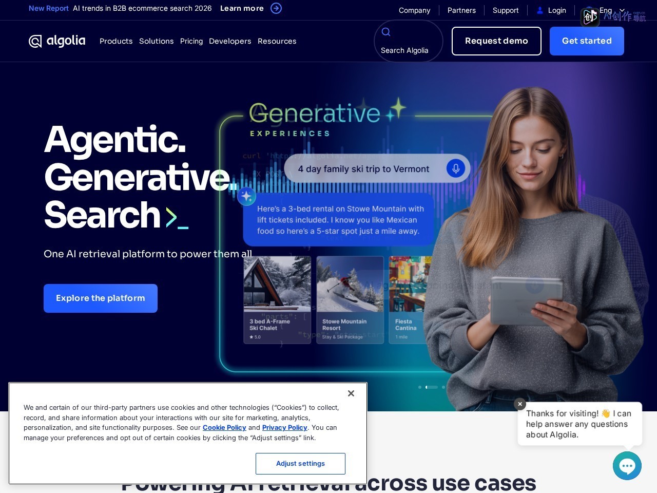 Algolia 网站截图