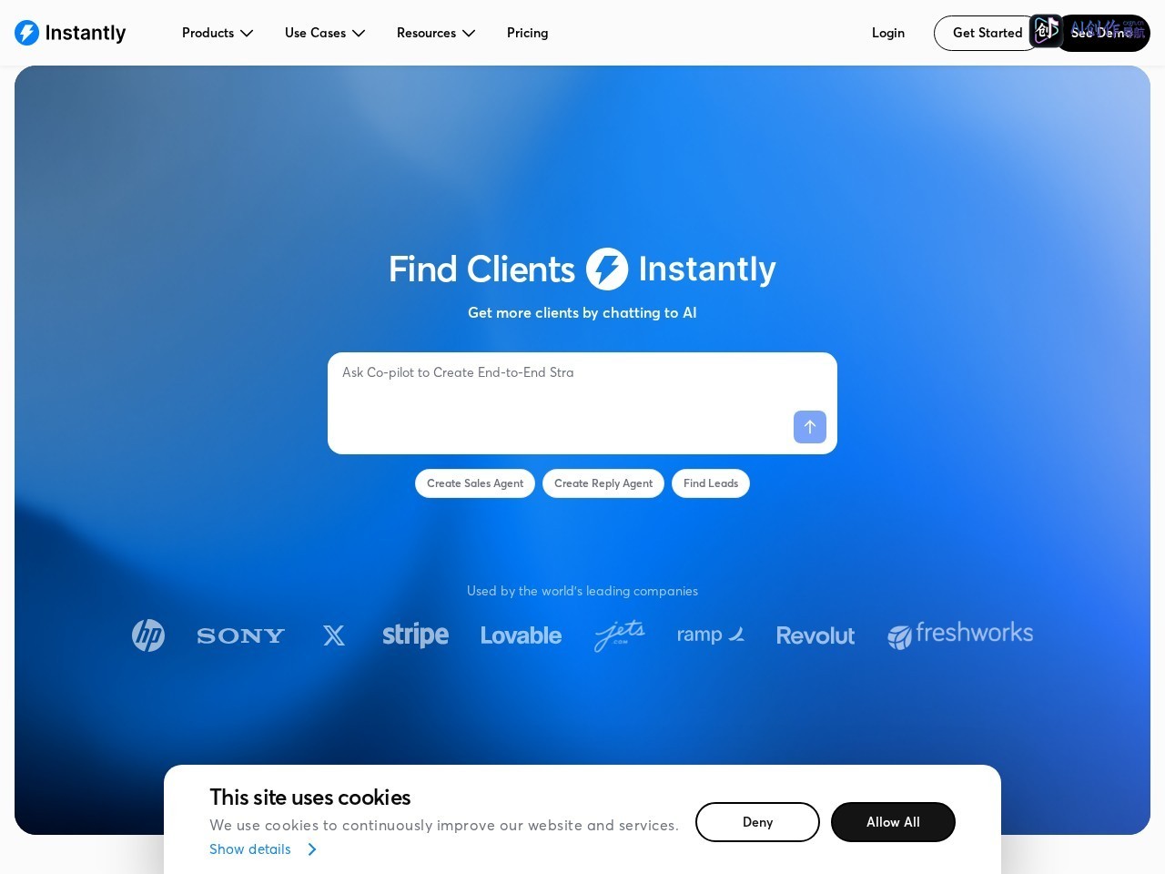 Instantly.ai 网站截图