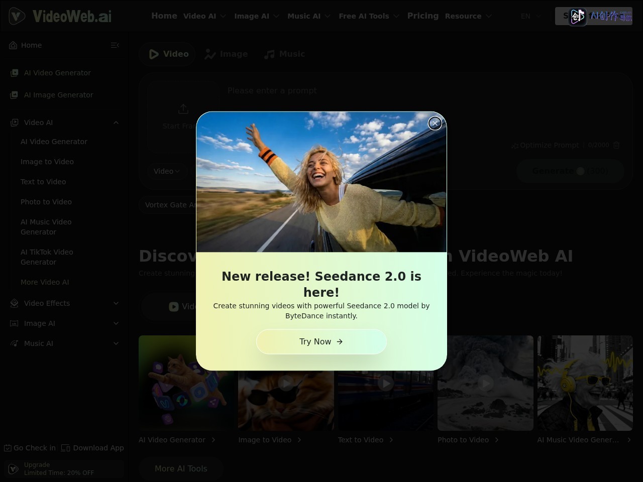 VideoWeb AI 网站截图