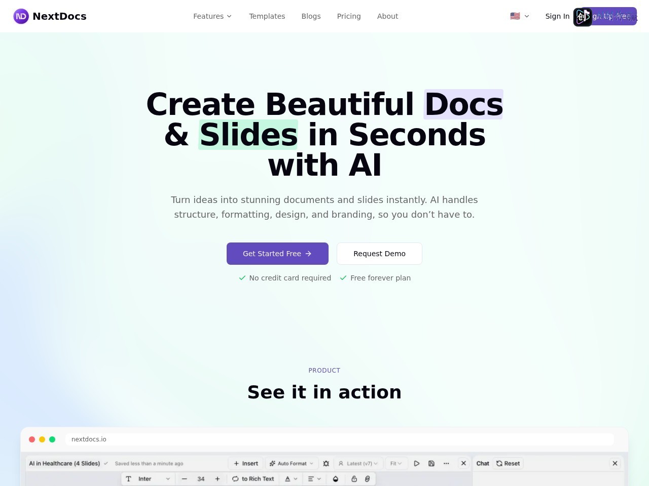 NextDocs 网站截图