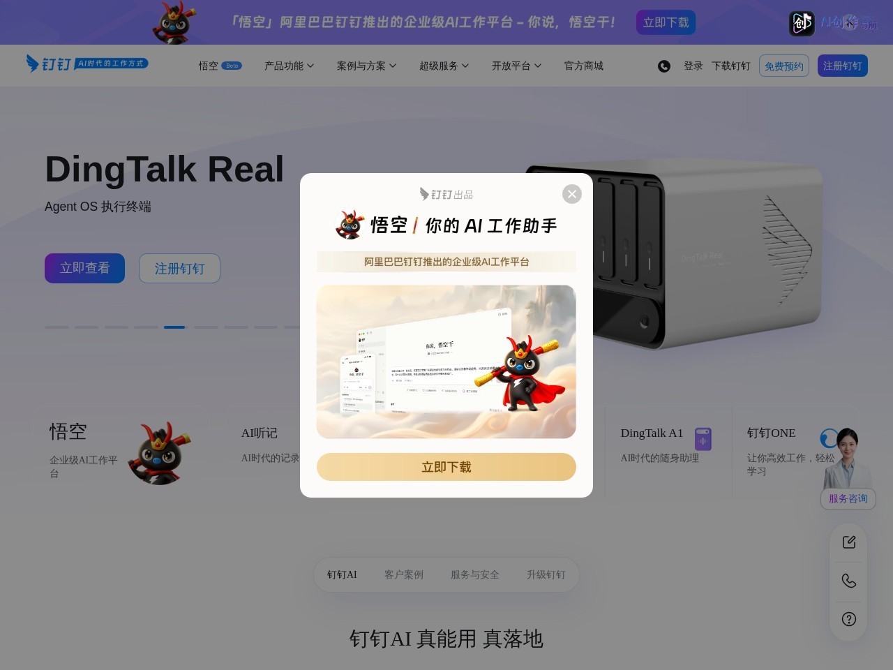 钉钉 网站截图