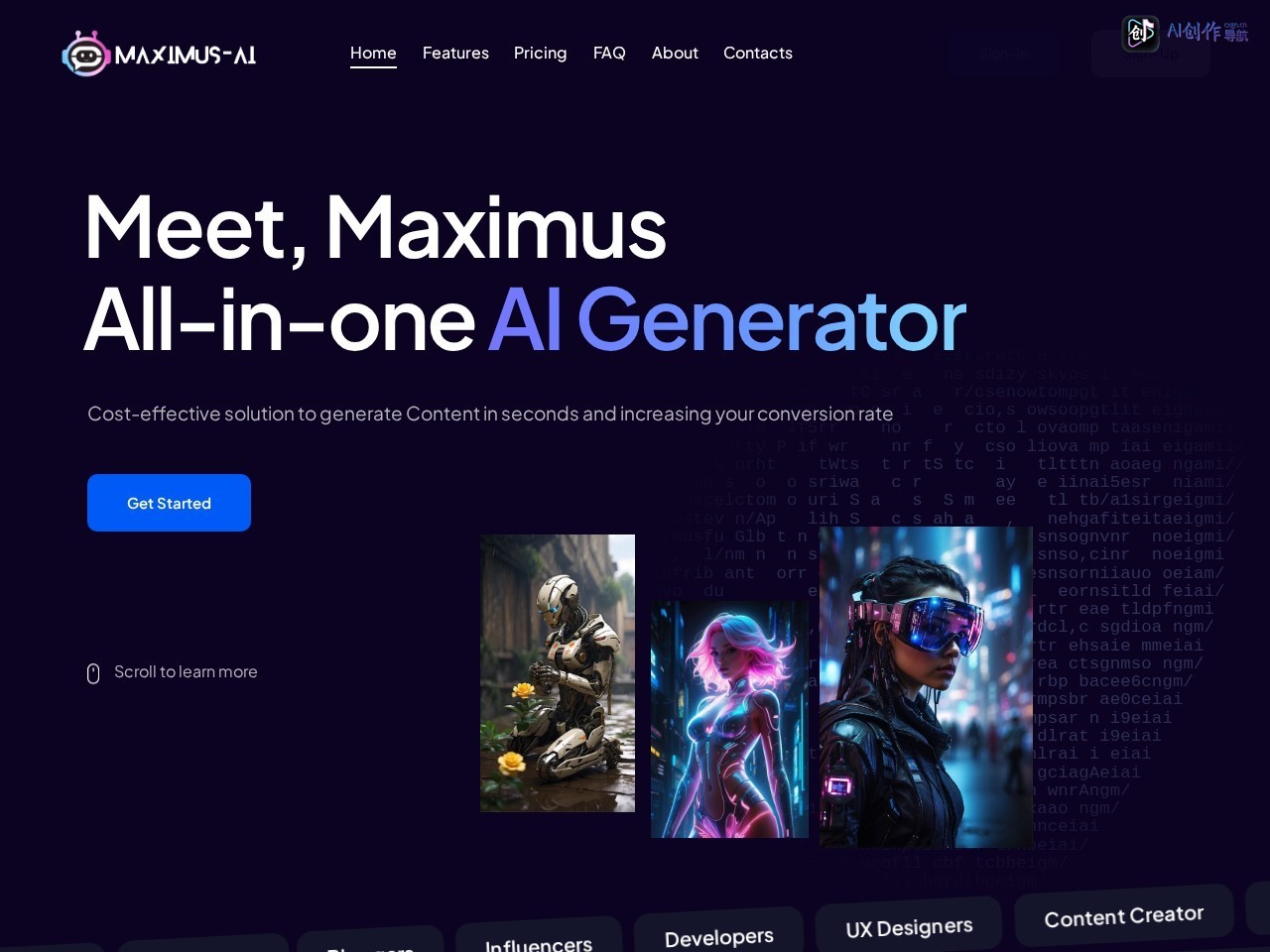 Maximus AI 网站截图