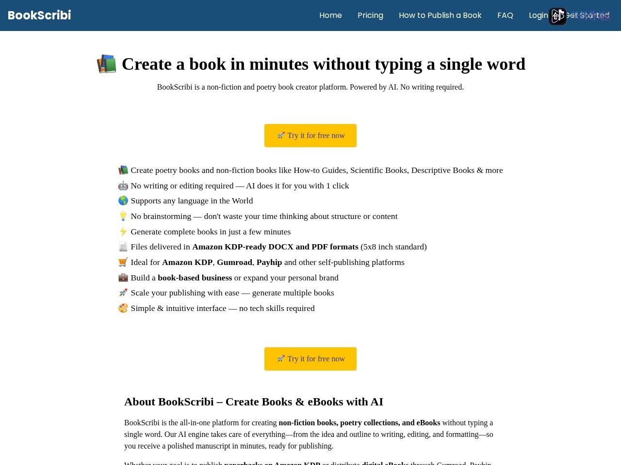 BookScribi 网站截图