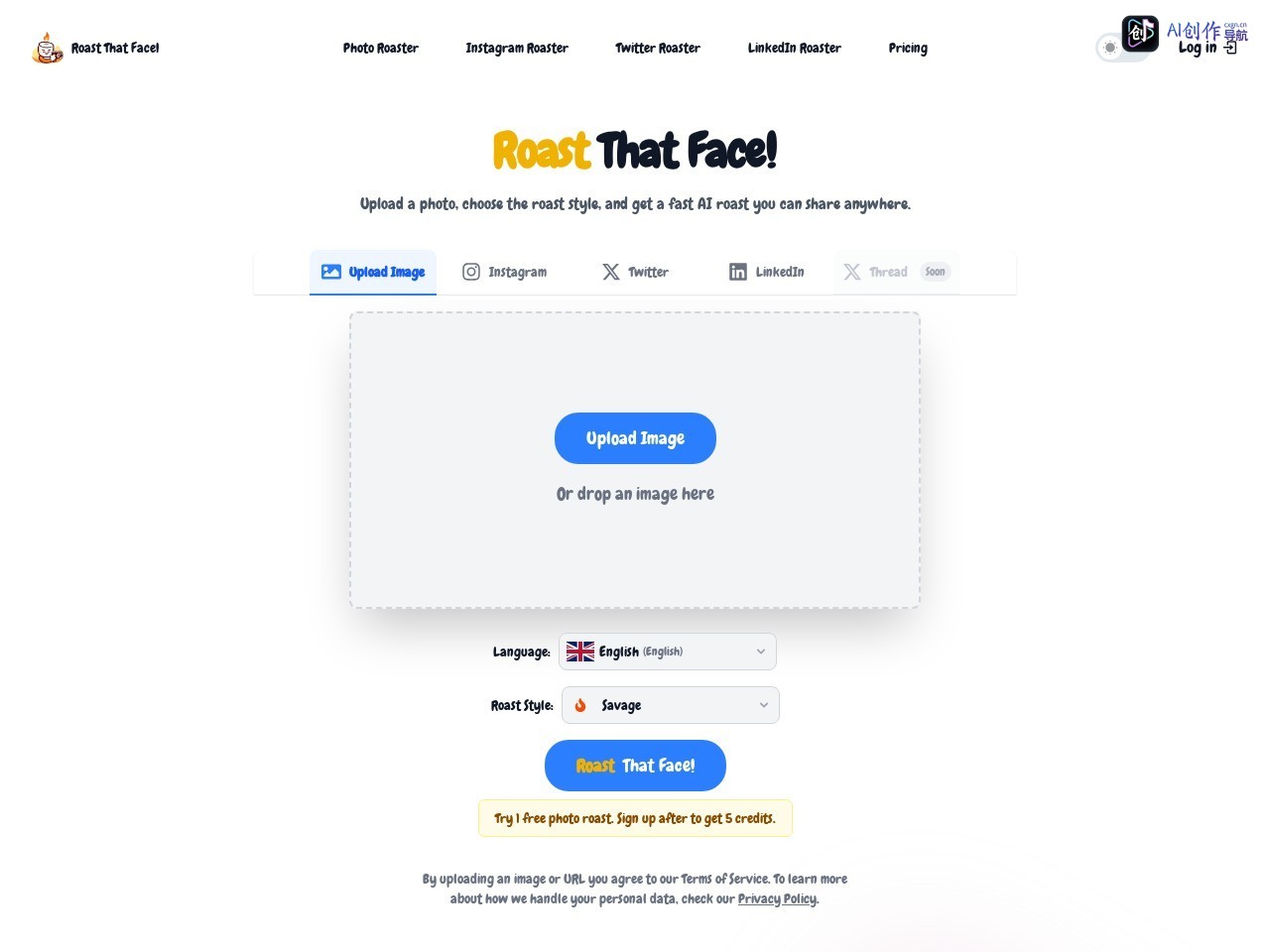 Image Roaster AI 网站截图