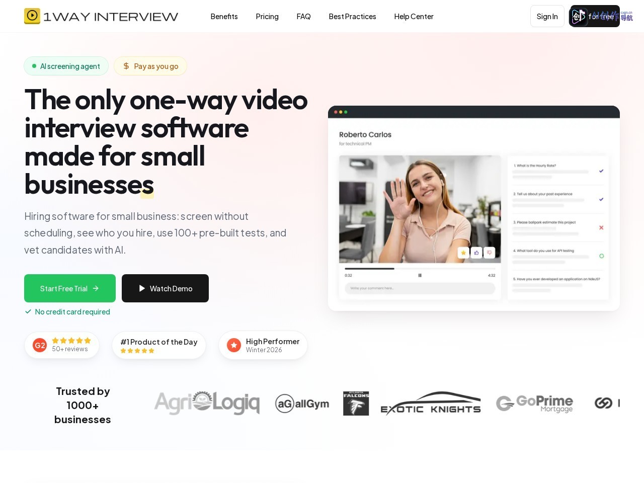 One Way Interview 网站截图