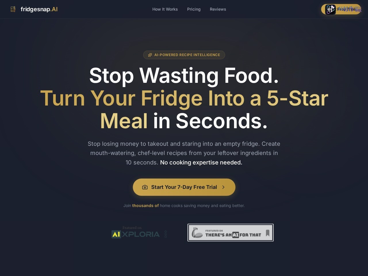 fridgesnap.AI 网站截图