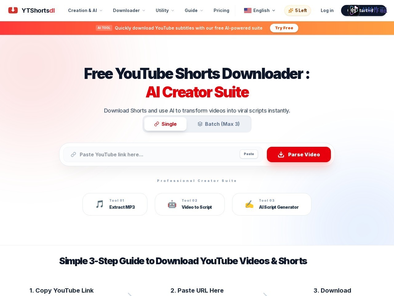 YTShortsDL 网站截图