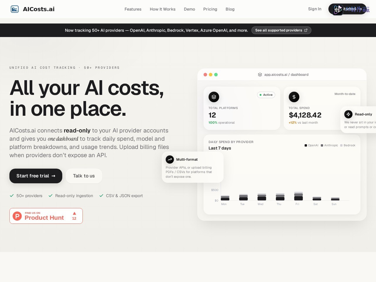AICosts.ai 网站截图