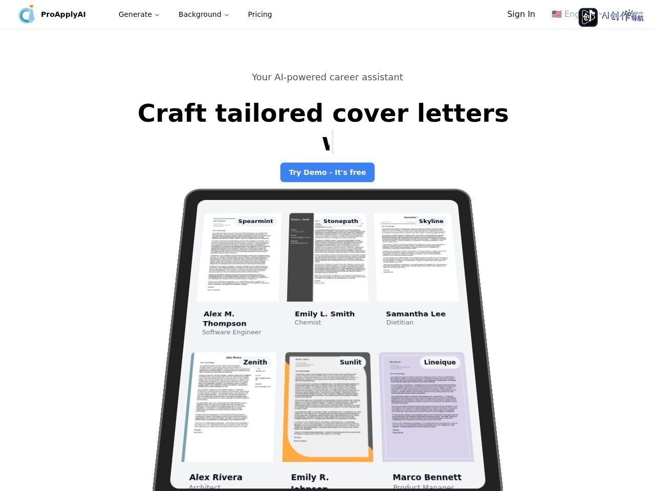 ProApply AI 网站截图