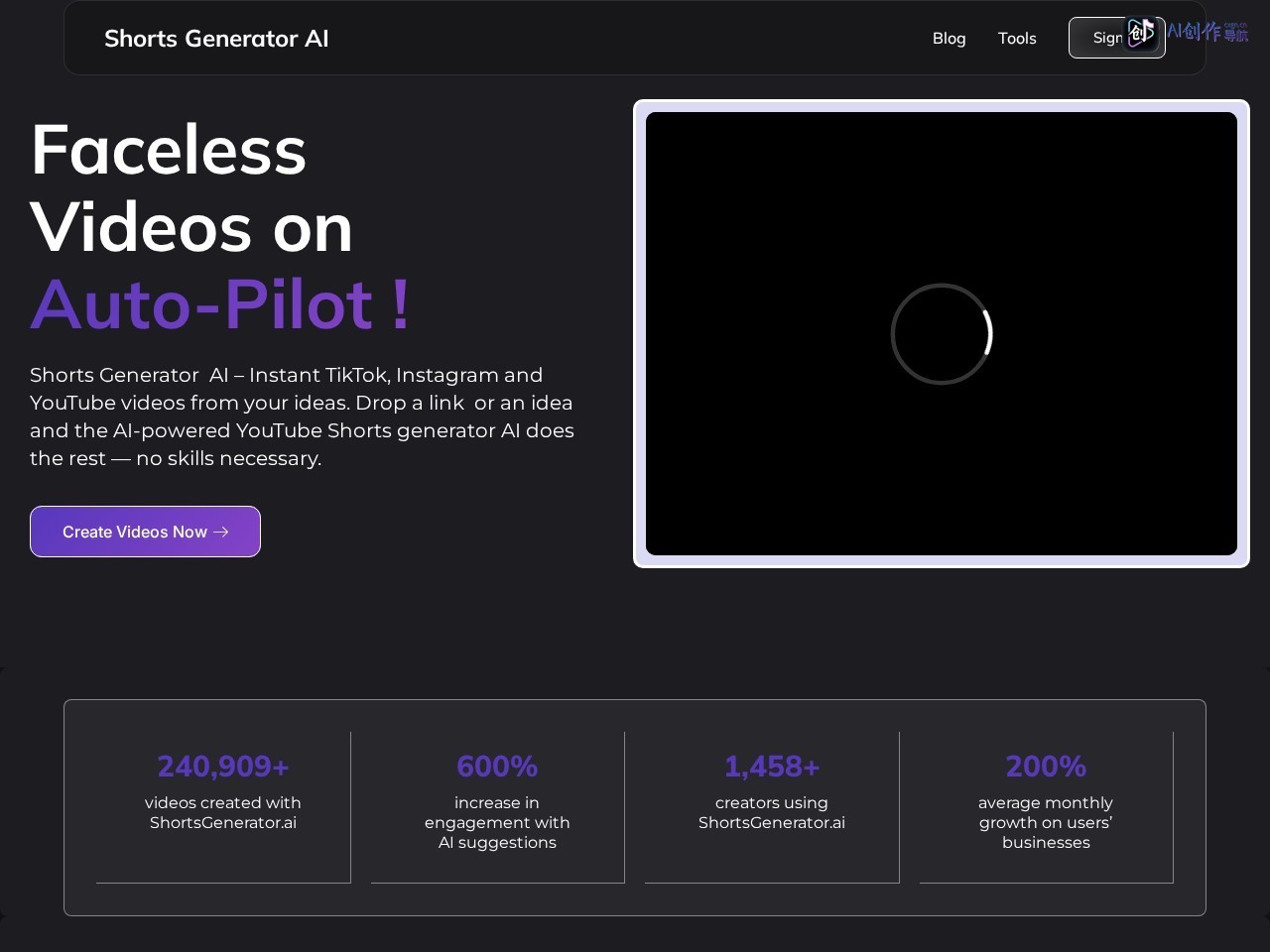Shorts Generator AI 网站截图
