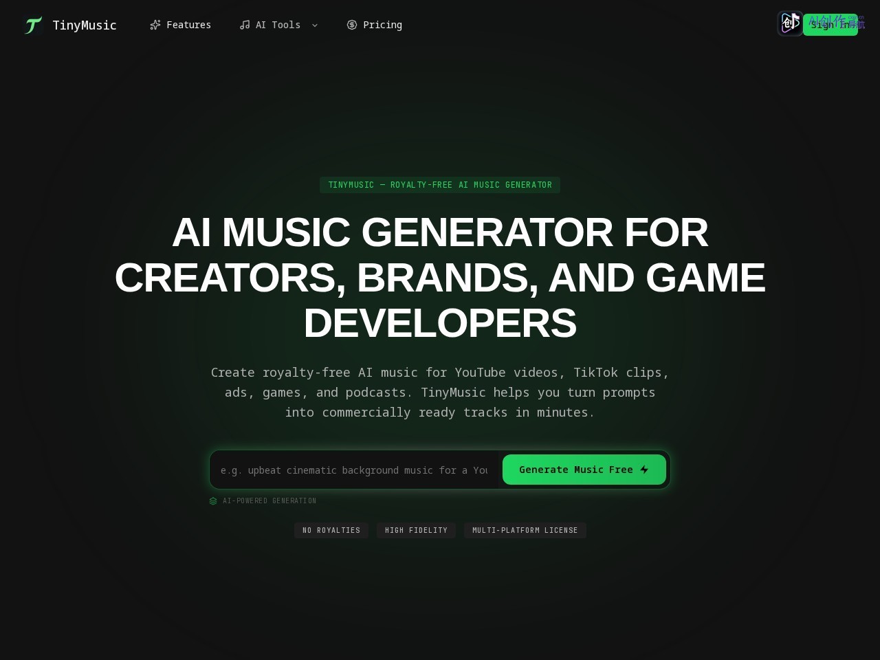 TinyMusic 网站截图
