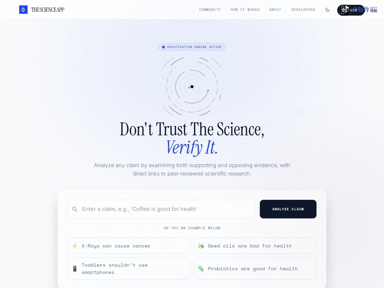 The Science App 网站截图