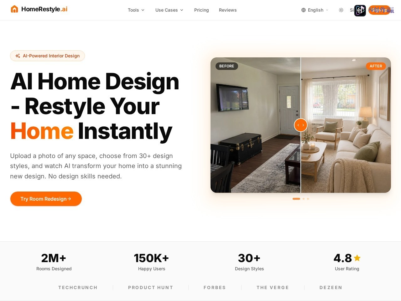HomeRestyle AI 网站截图