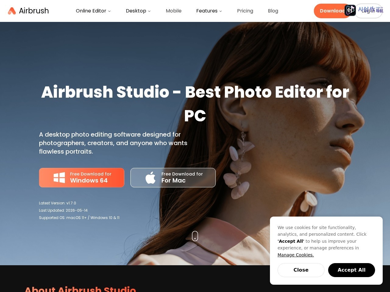 Airbrush PC照片编辑器 网站截图