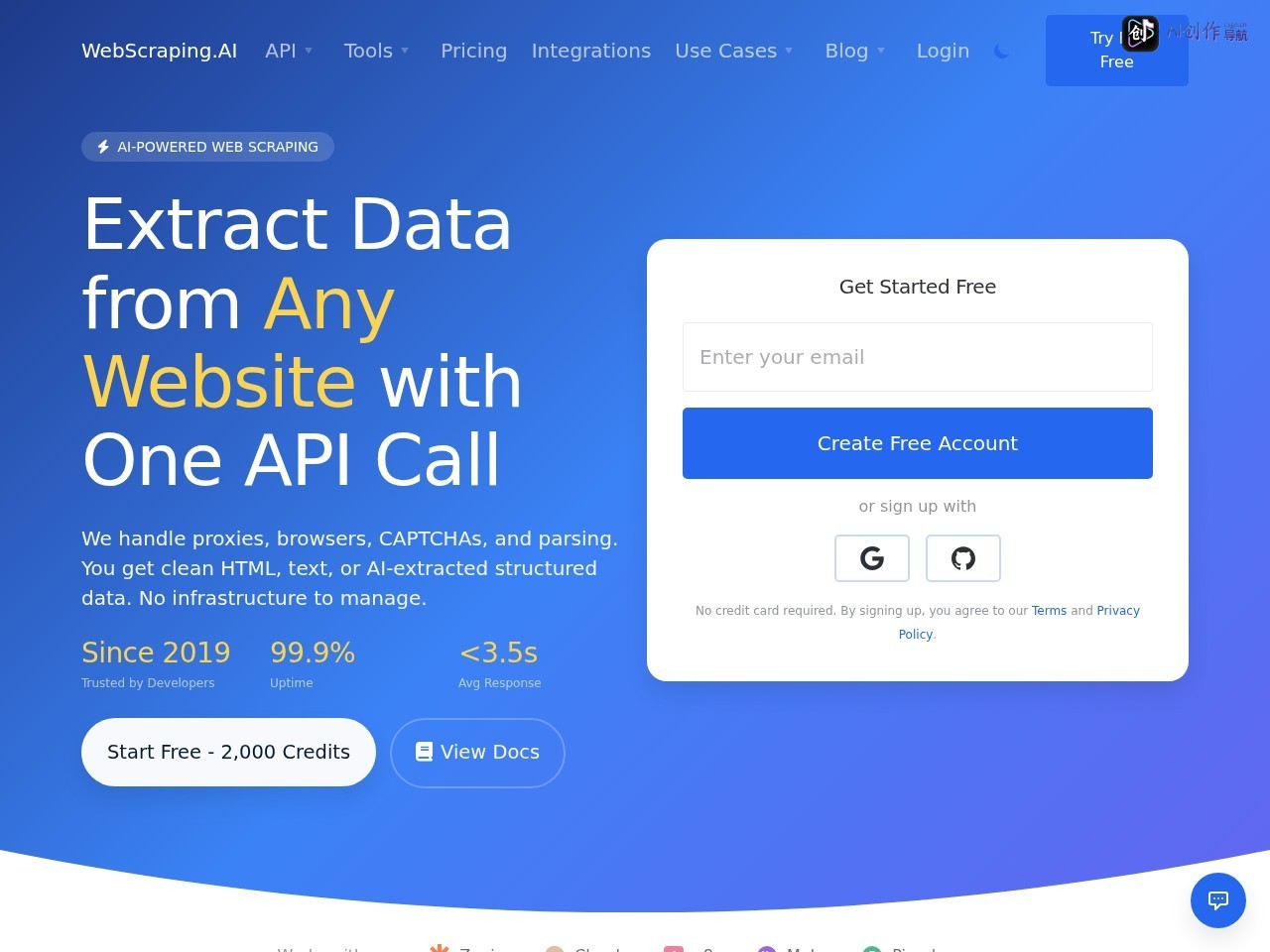WebScraping.AI 网站截图