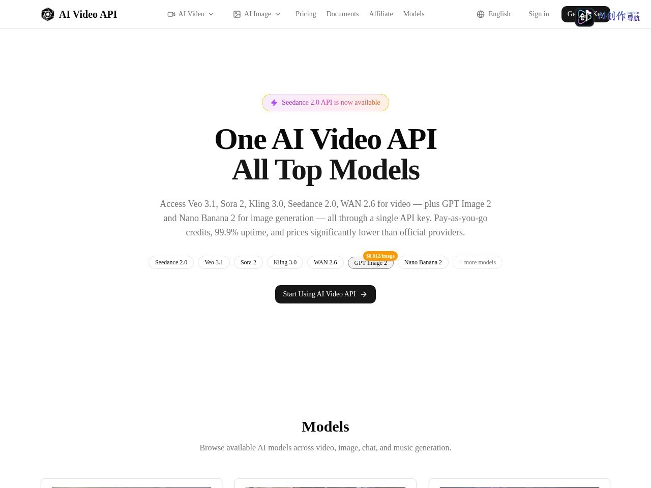 AI Video API 网站截图