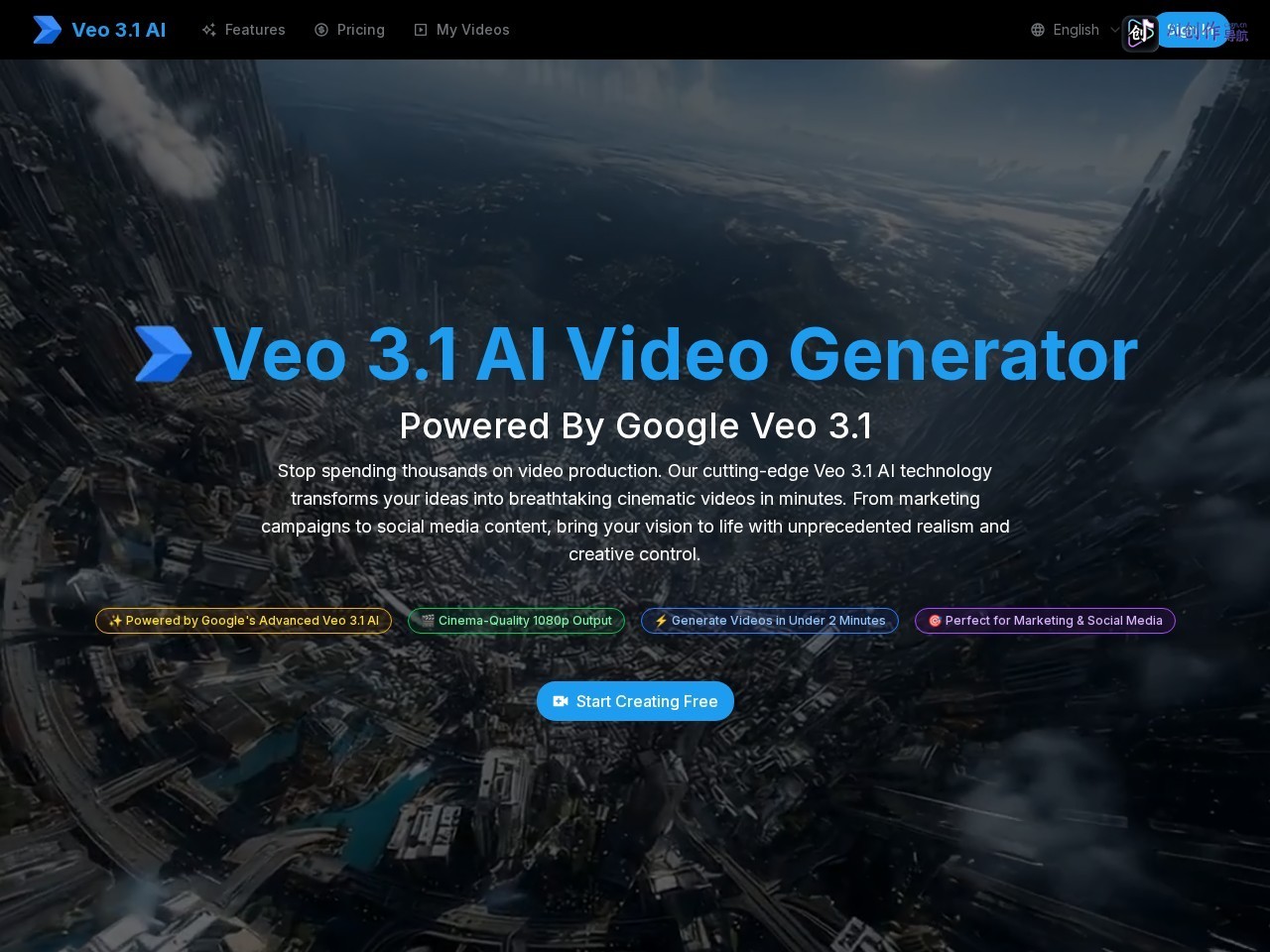 Veo 3.1 AI Video Generator 网站截图