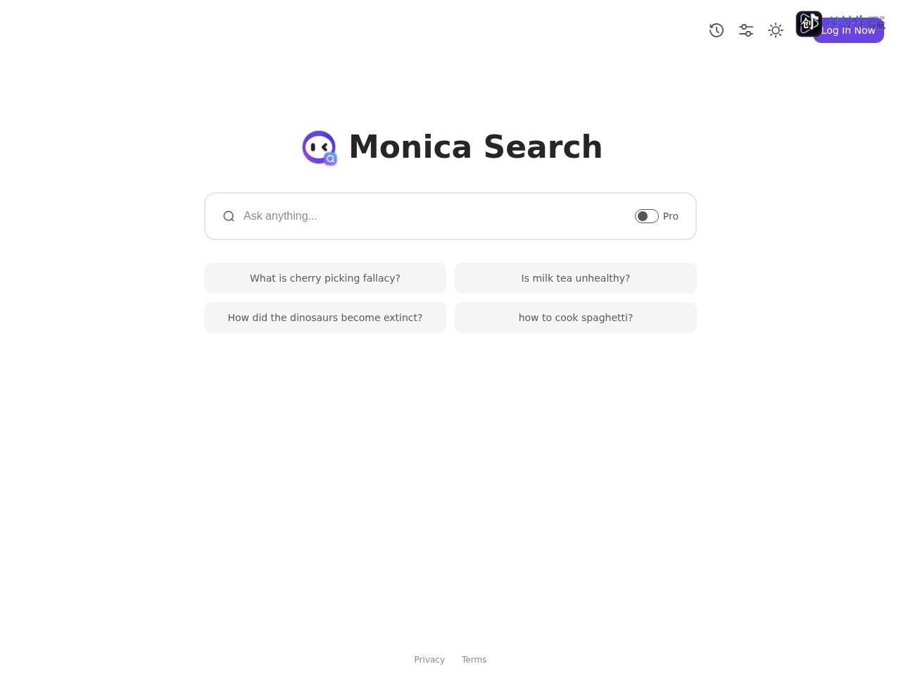 Monica Search 网站截图