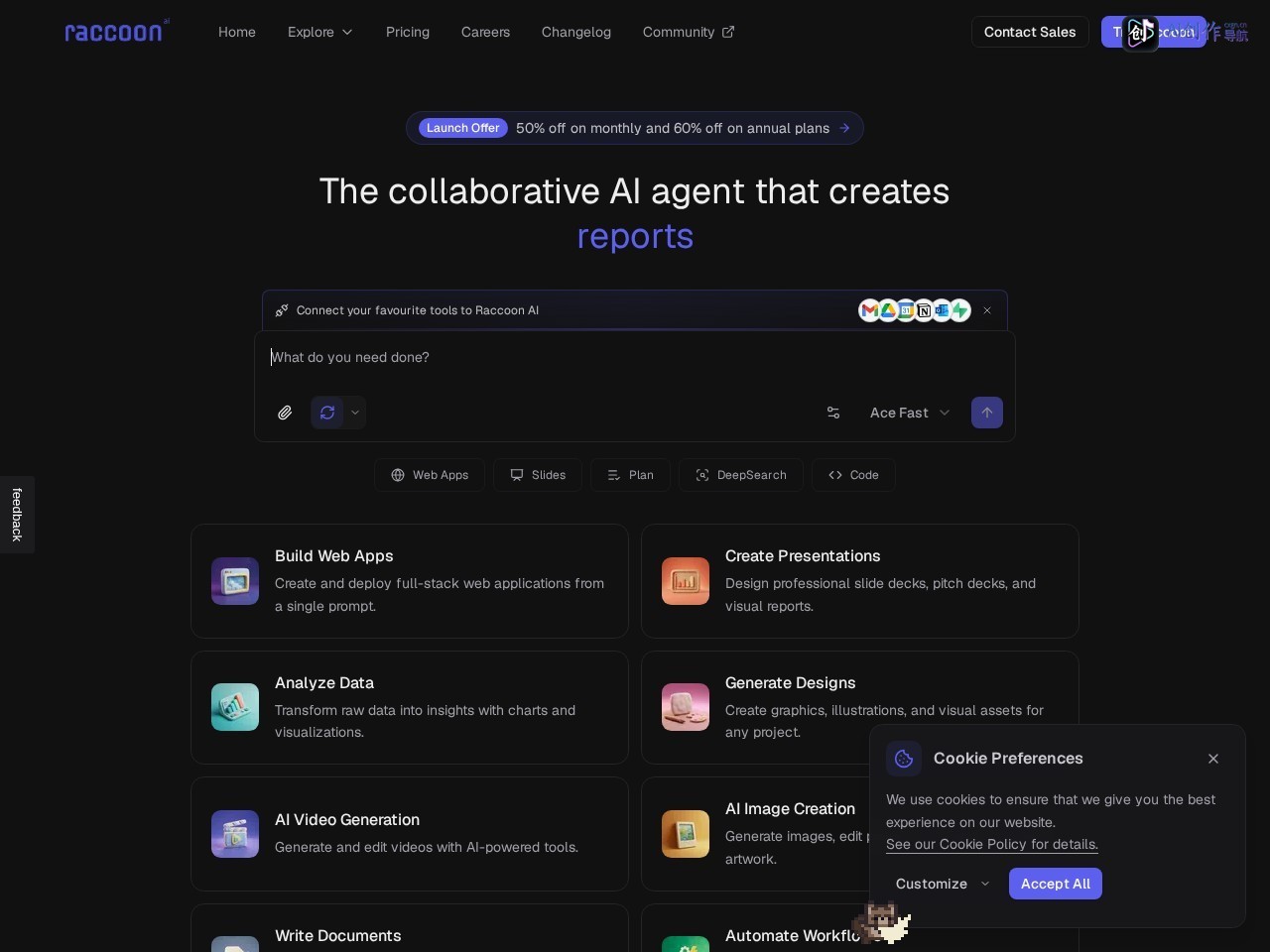 Raccoon AI 网站截图