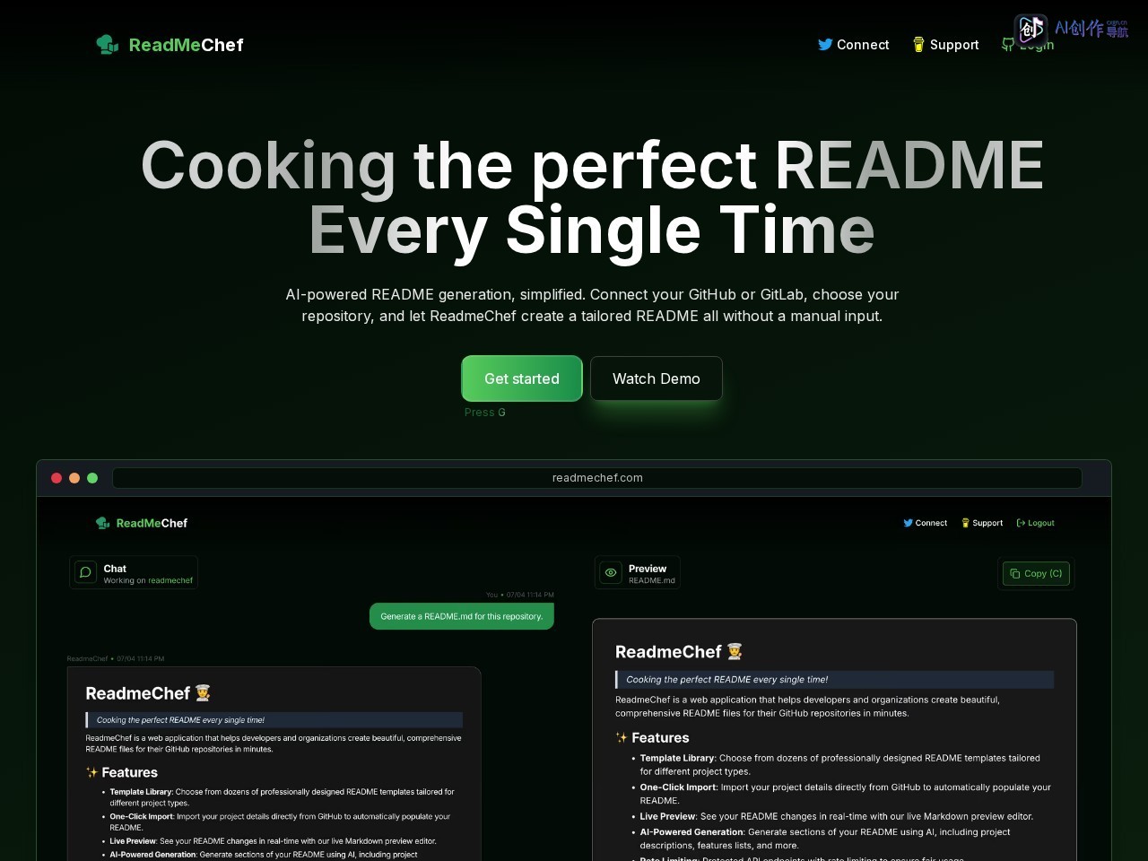 ReadmeChef 网站截图