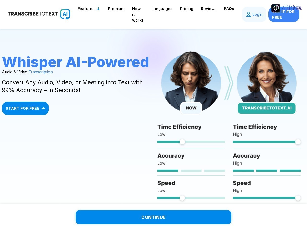Transcribe to Text AI 网站截图