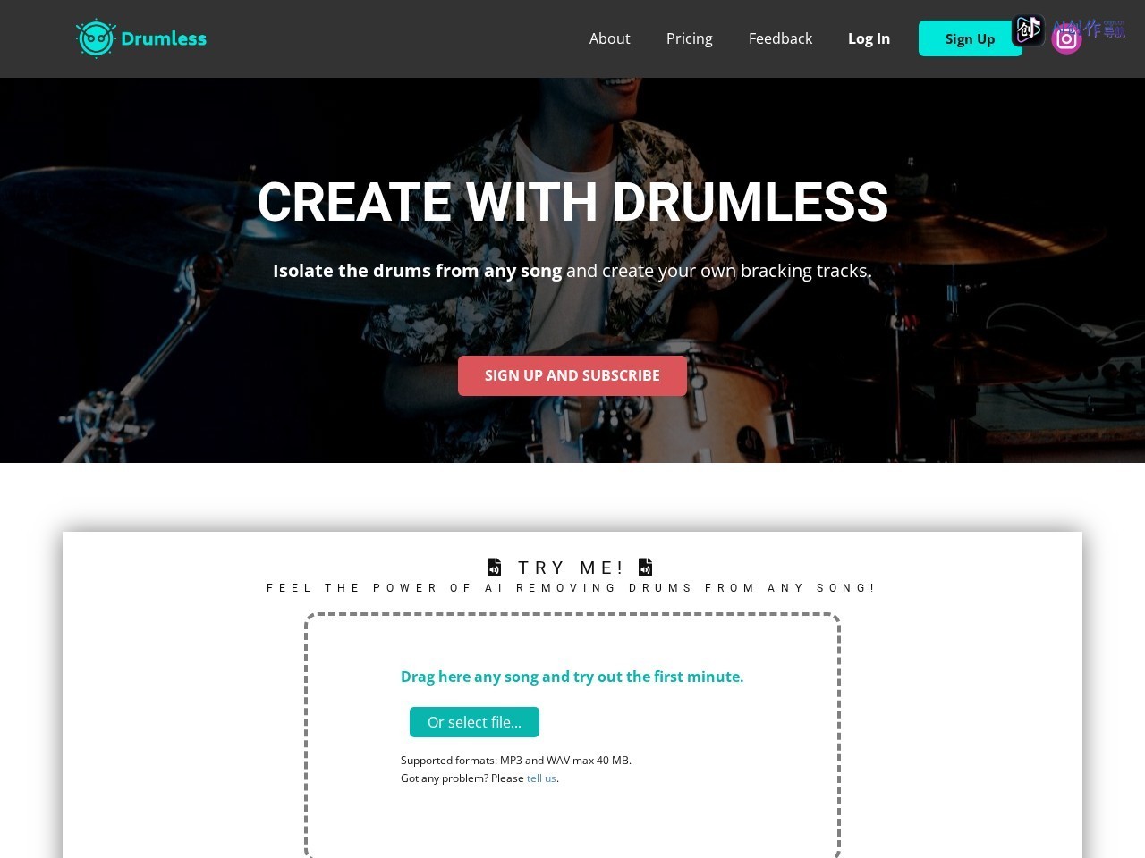 Drumless 网站截图