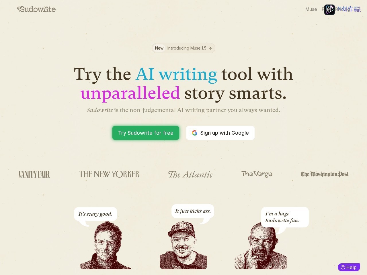 Sudowrite 网站截图