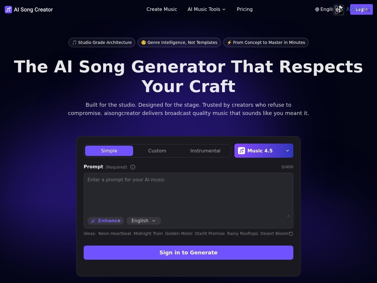 AISongCreator 网站截图