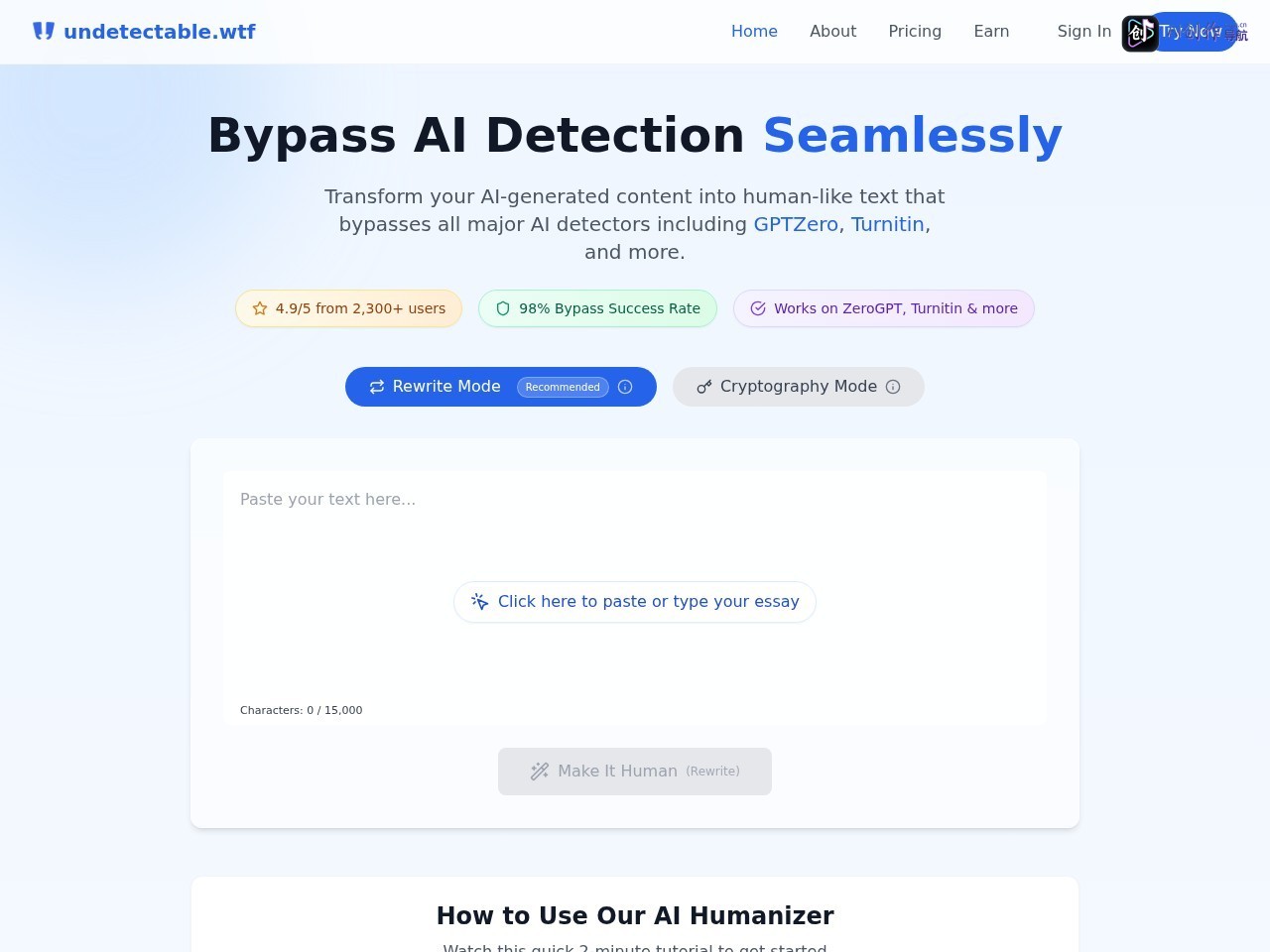 Undetectable AI 网站截图