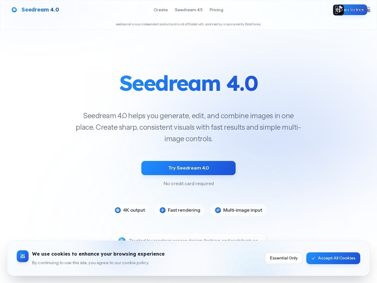 Seedream 4.0 网站截图