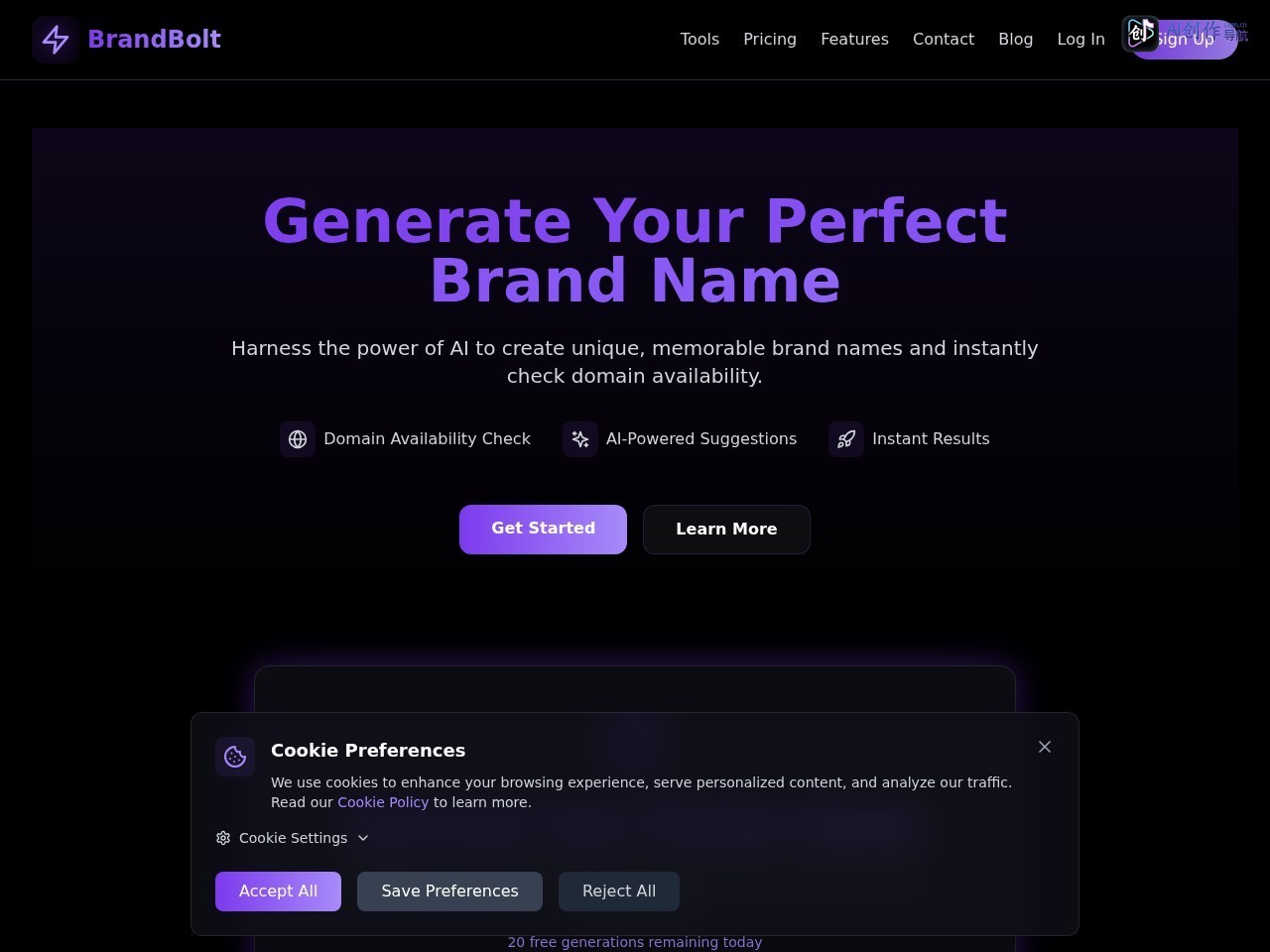 Brandbolt.ai 网站截图