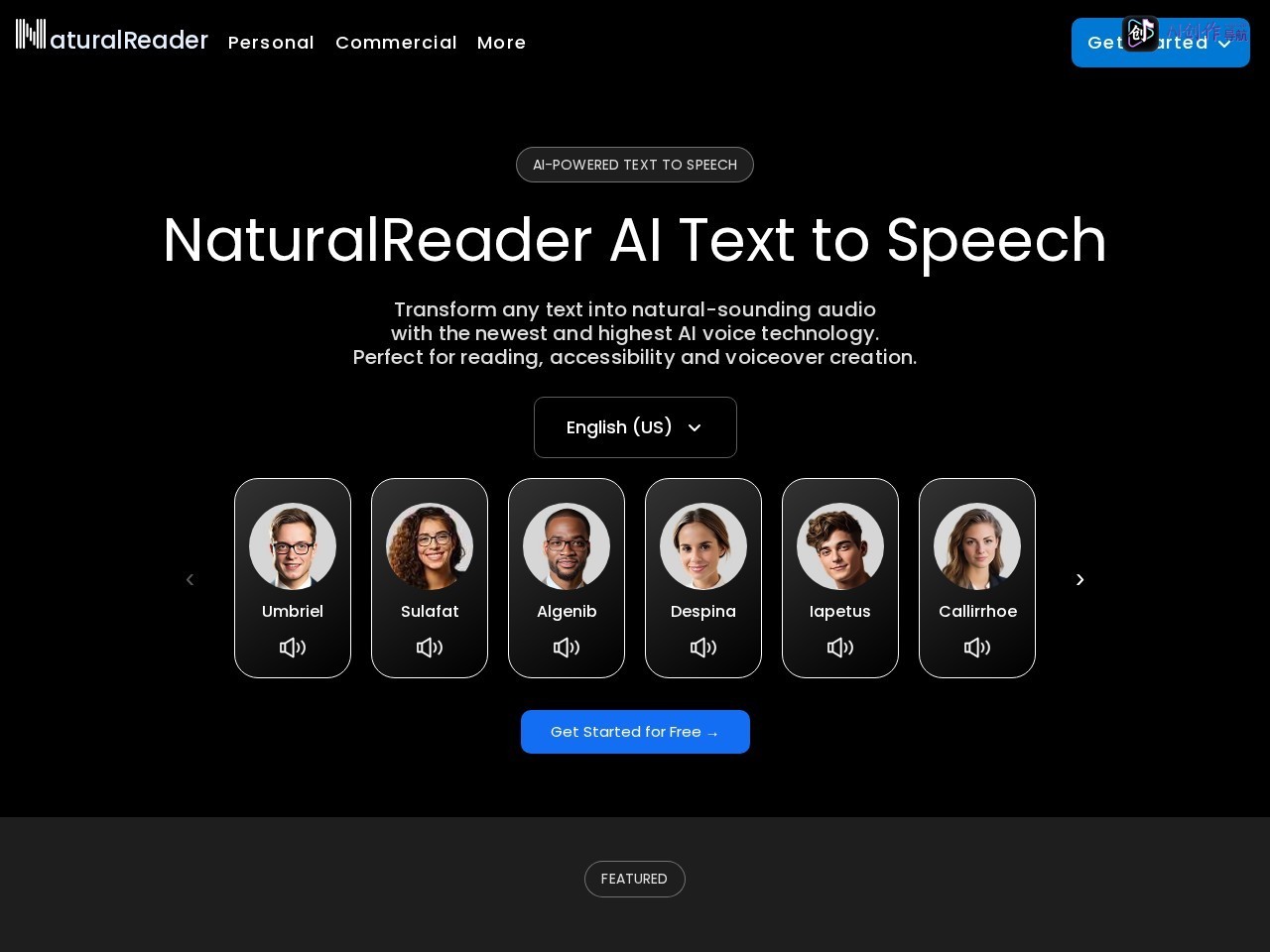 NaturalReader 网站截图
