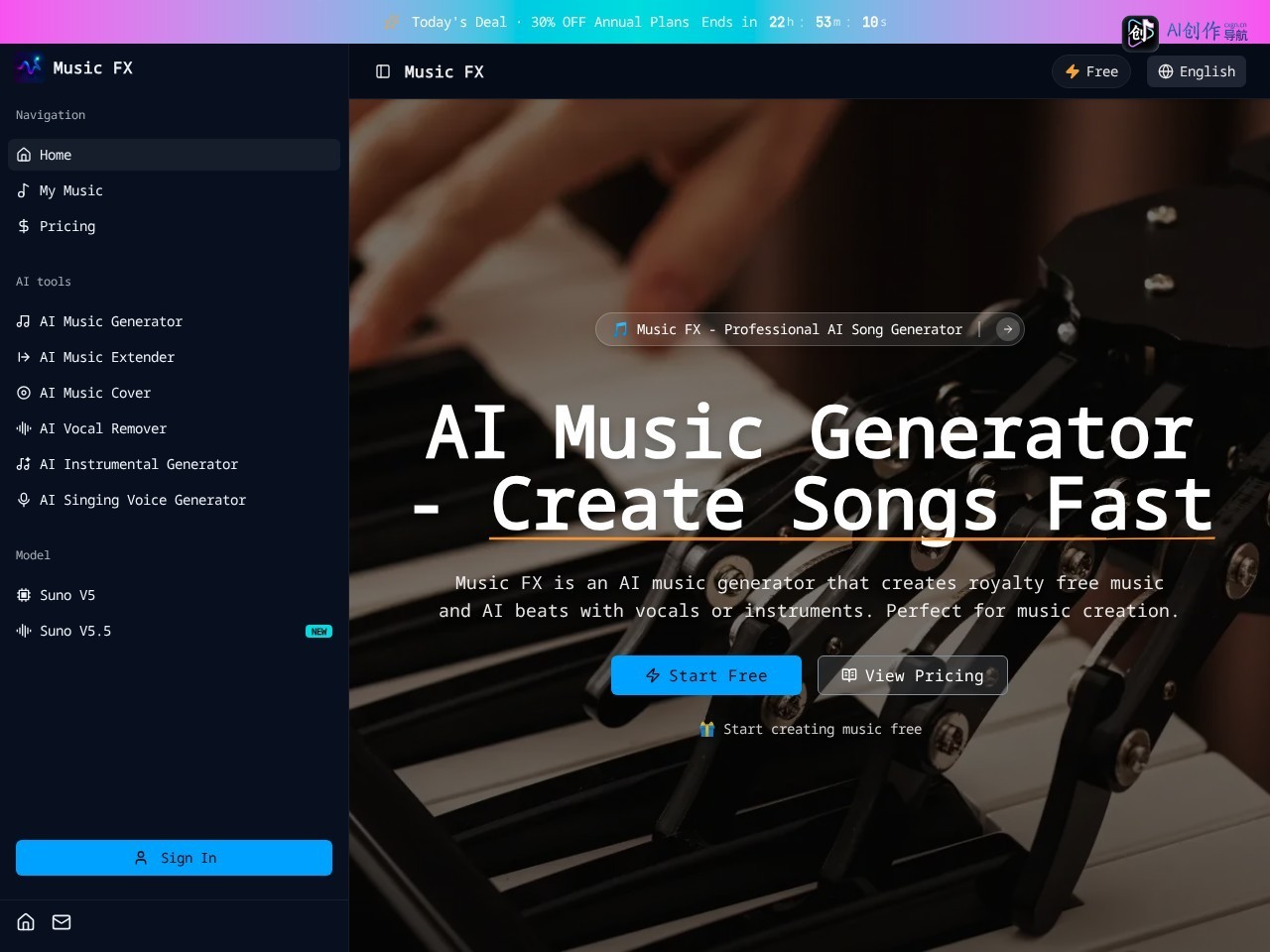 Music FX 网站截图