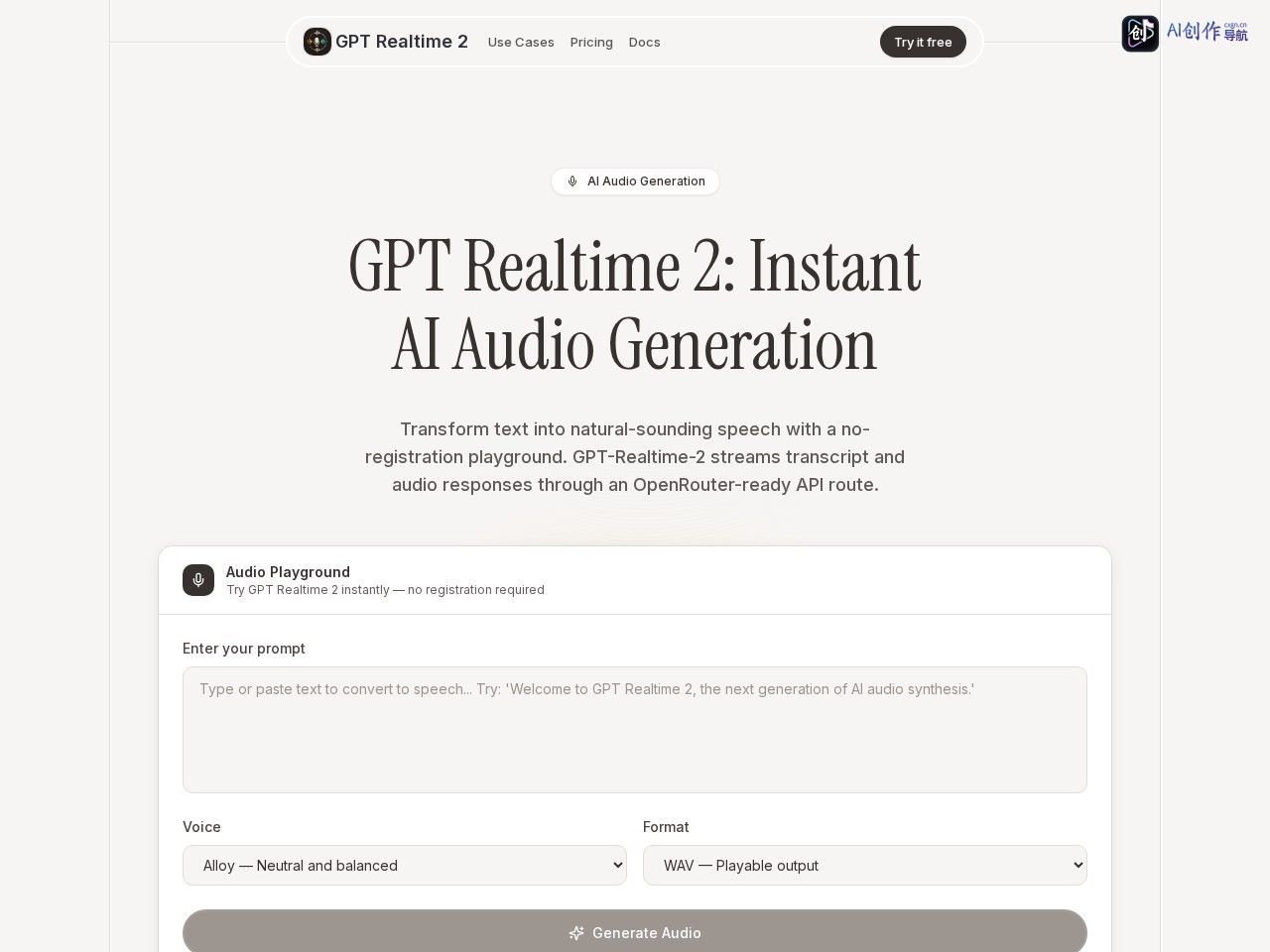 GPT Realtime 2 网站截图