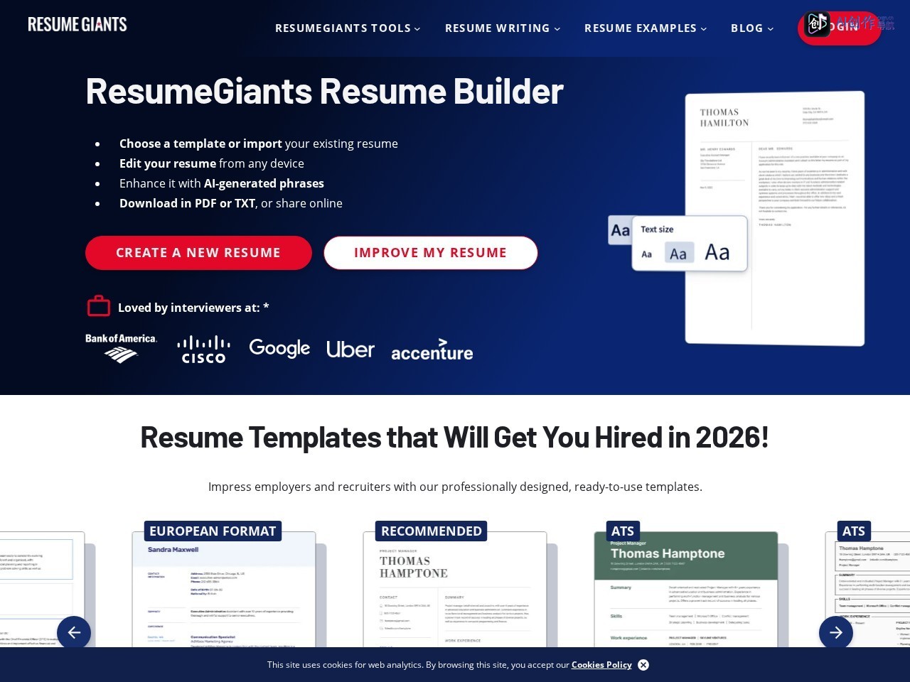 ResumeGiants 网站截图