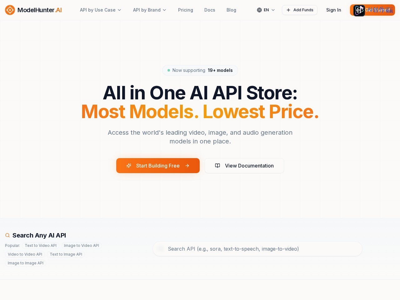 ModelHunter.AI 网站截图