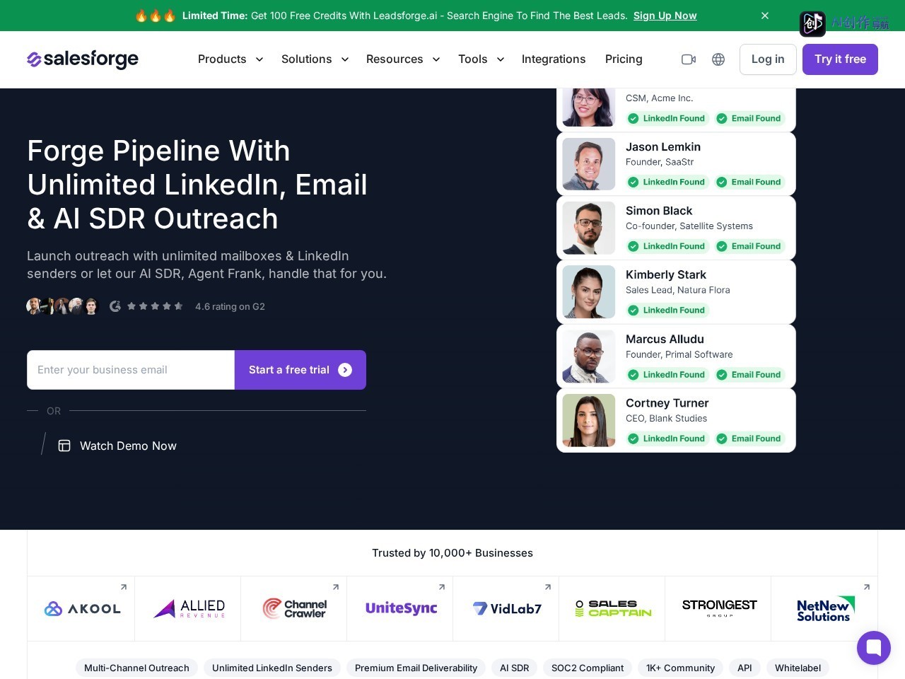 Salesforge 网站截图