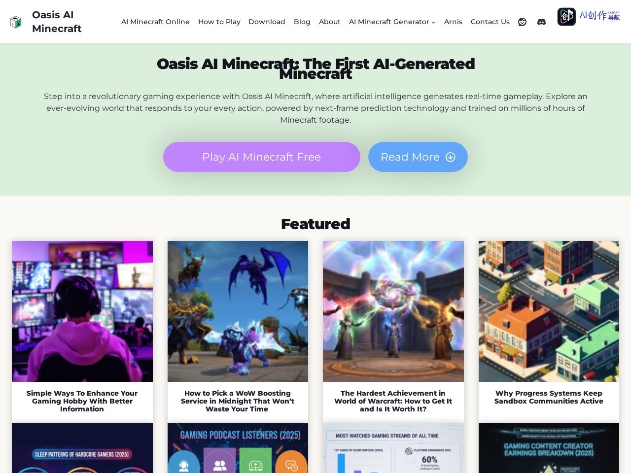 Oasis AI Minecraft 网站截图