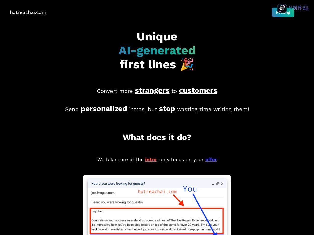 Hot Reach AI 网站截图