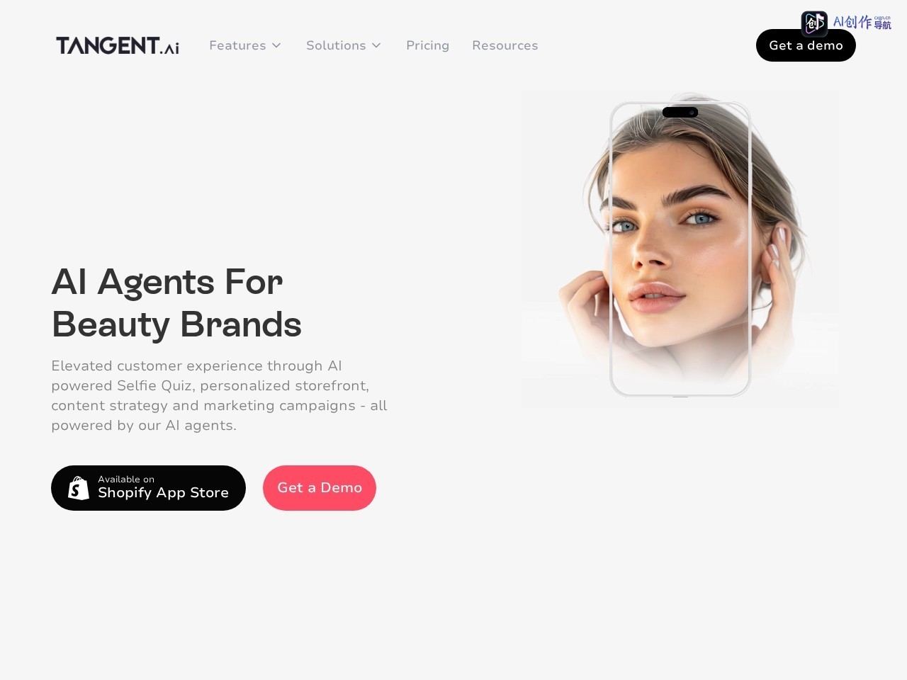Tangent AI 网站截图