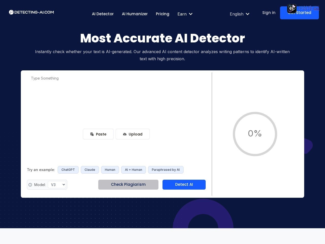 Detecting AI 网站截图