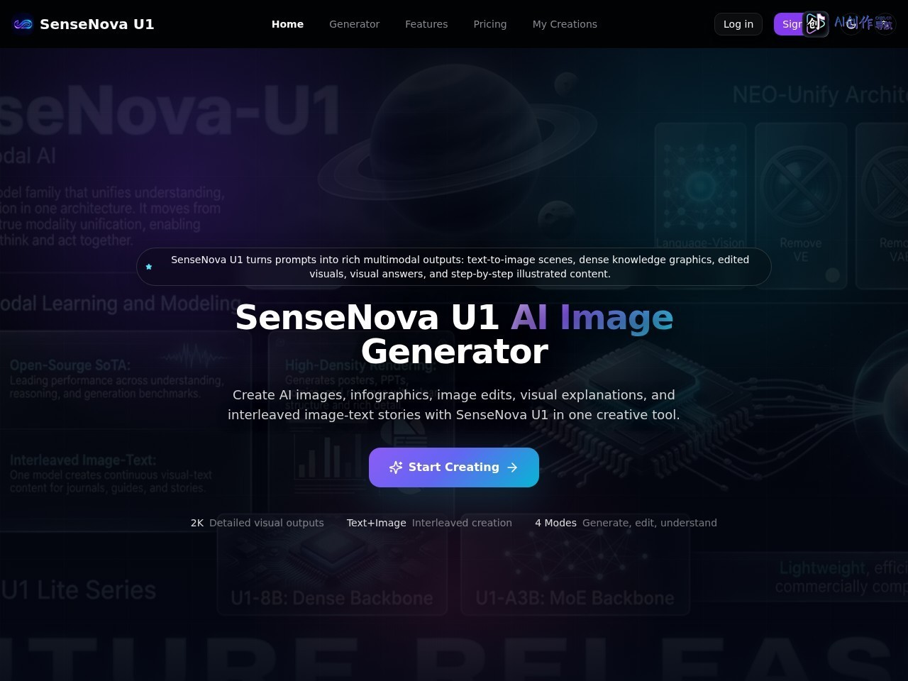 SenseNova U1 网站截图