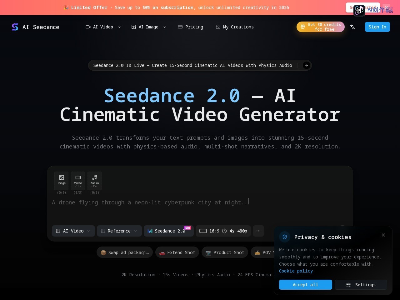 Seedance 2.0 网站截图