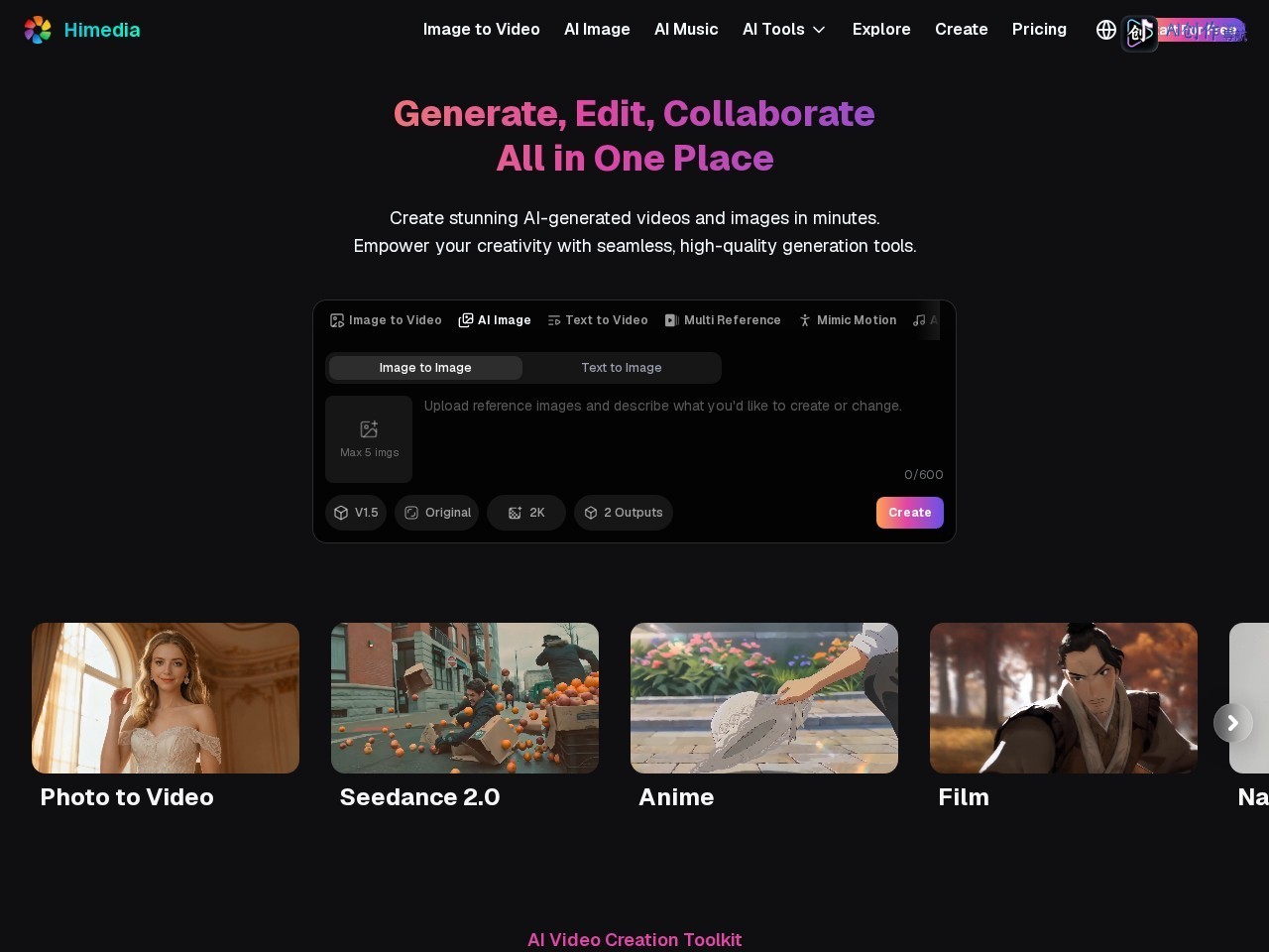 Himedia AI 网站截图